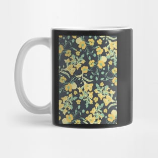 Vintage Floral (Black, gold and teal) Mug